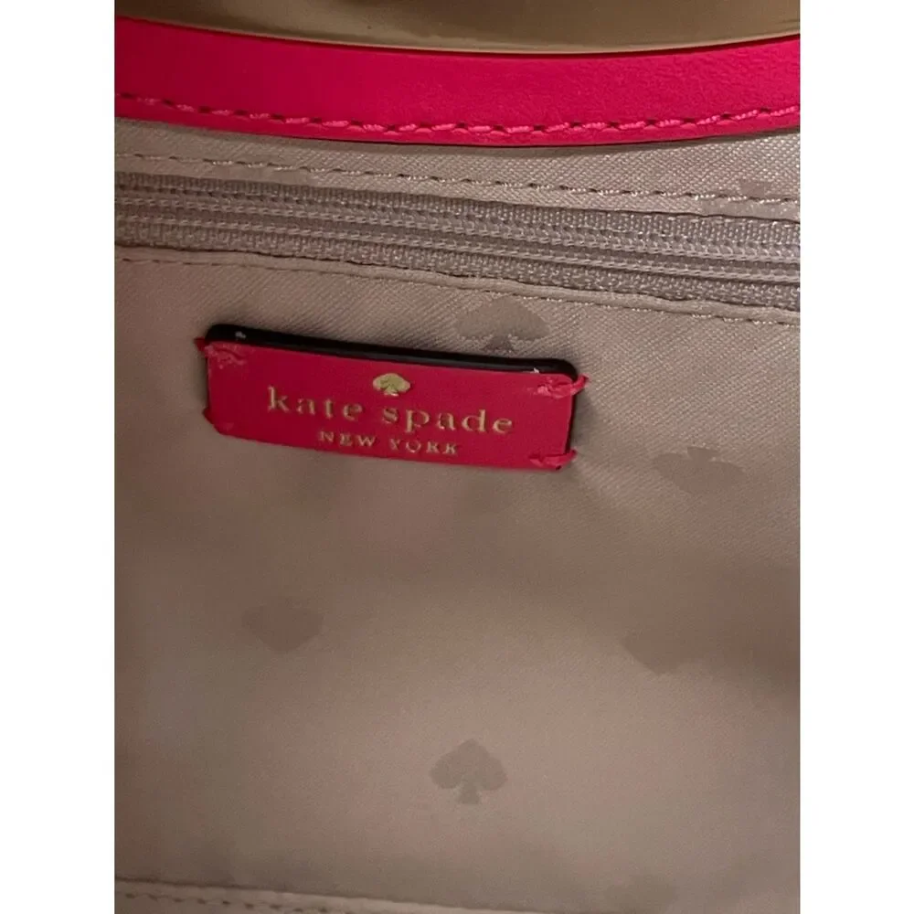 Kate Spade NY Alexia Pink & White Gingham Woven Convertible Crossbody Clutch Bag